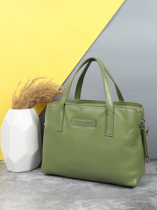 GT-013: G&T Full-grain Leather Top Handle Multi-Compartment Ladies Grab Bag