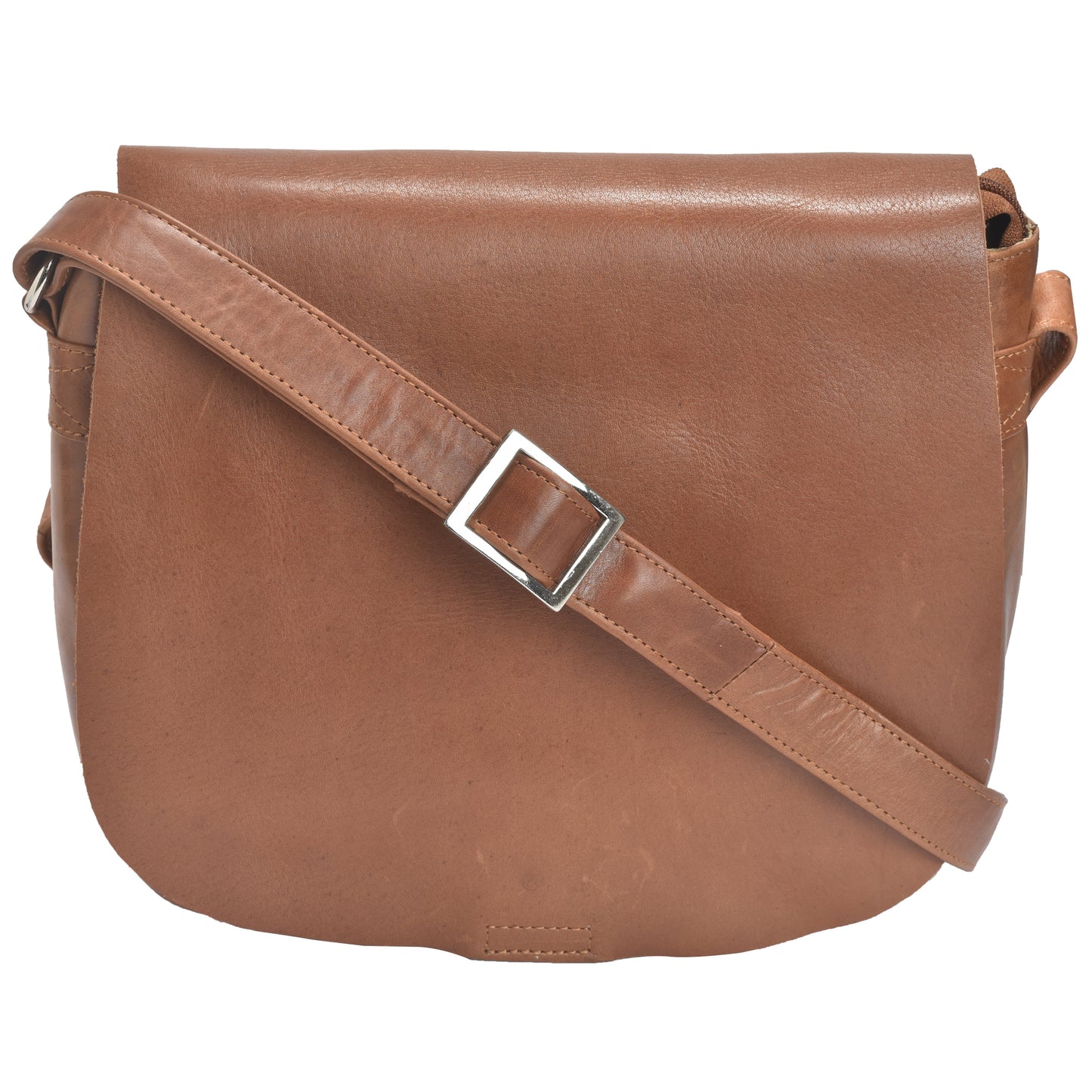 G&T Full-grain Leather Medium Saddle Bag with Long Adjustable Shoulder Strap