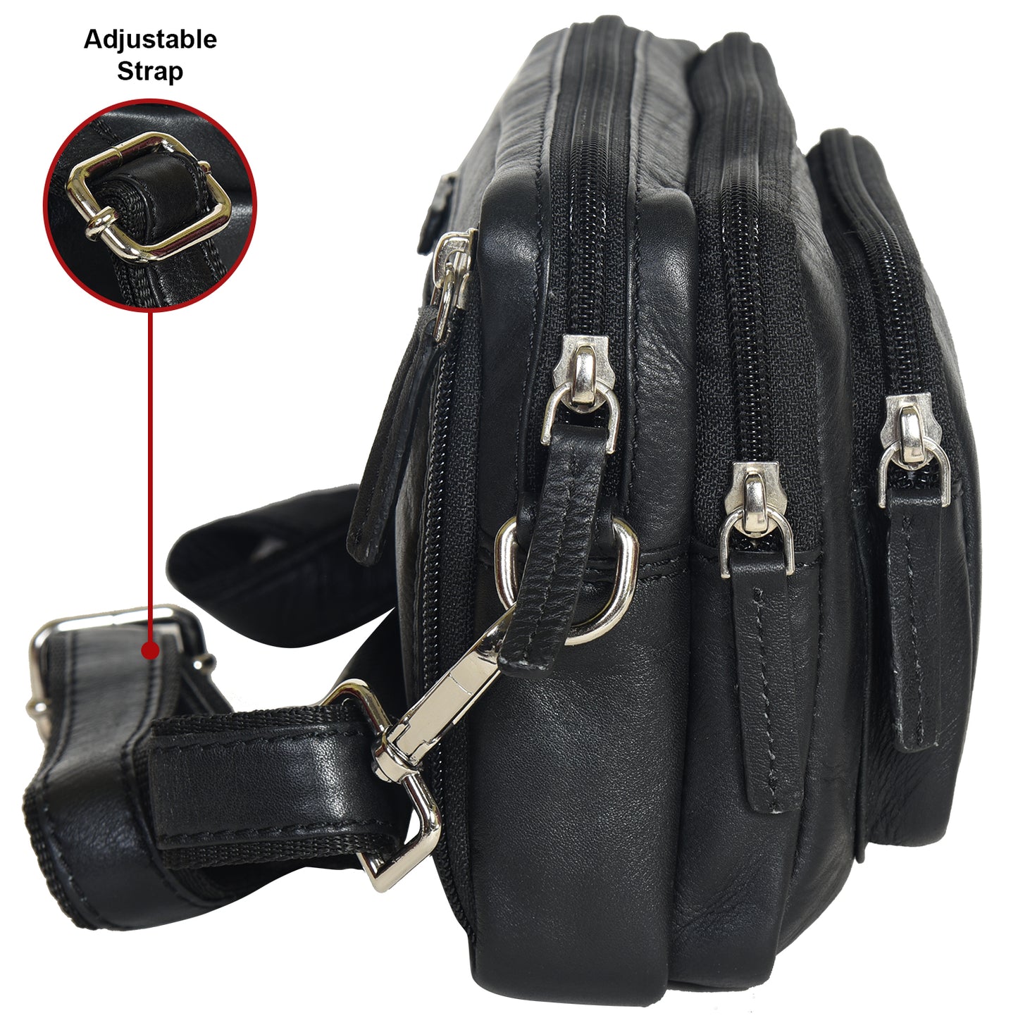 GT-029: G&T Full-grain Leather Convertible Unisex Crossbody Bag / Bum Bag with Adjustable Handle / Belt Strap