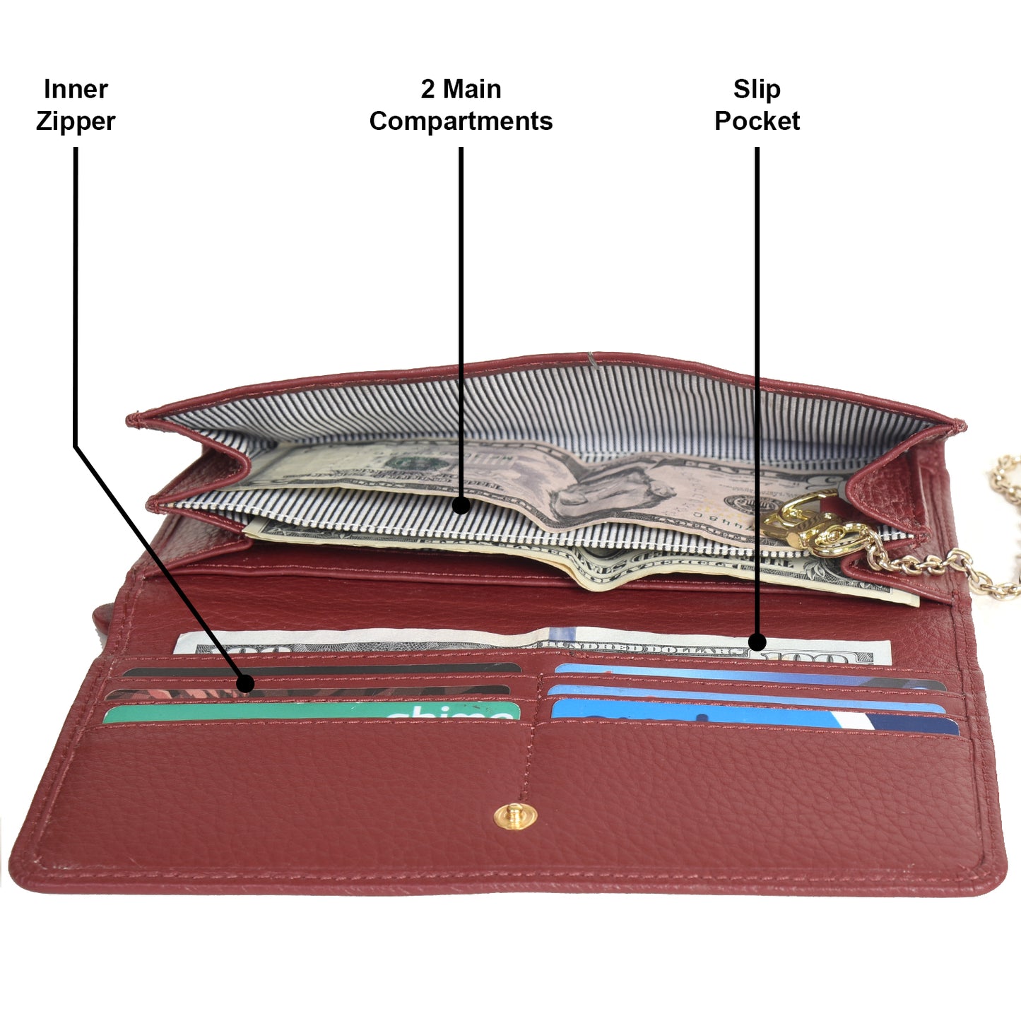 GT-002: G&T Full-grain Ladies Purse with a Detachable Coin Pouch (RFID Protected)