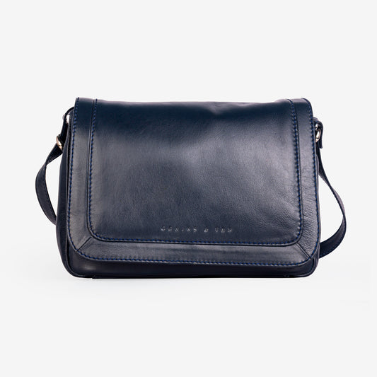 GT-KH2: Classic Leather Flapover Handbag, Shoulder Bag with Long Adjustable Shoulder Strap by Grains & Tan