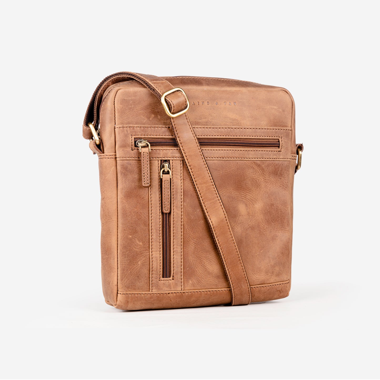 GT-RM3: Medium Leather Crossbody Messenger (RFID Protected) by Grains & Tan