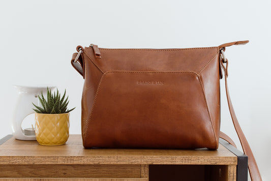 G&T Full-grain Leather Medium Crossbody Bag with Long Adjustable Strap
