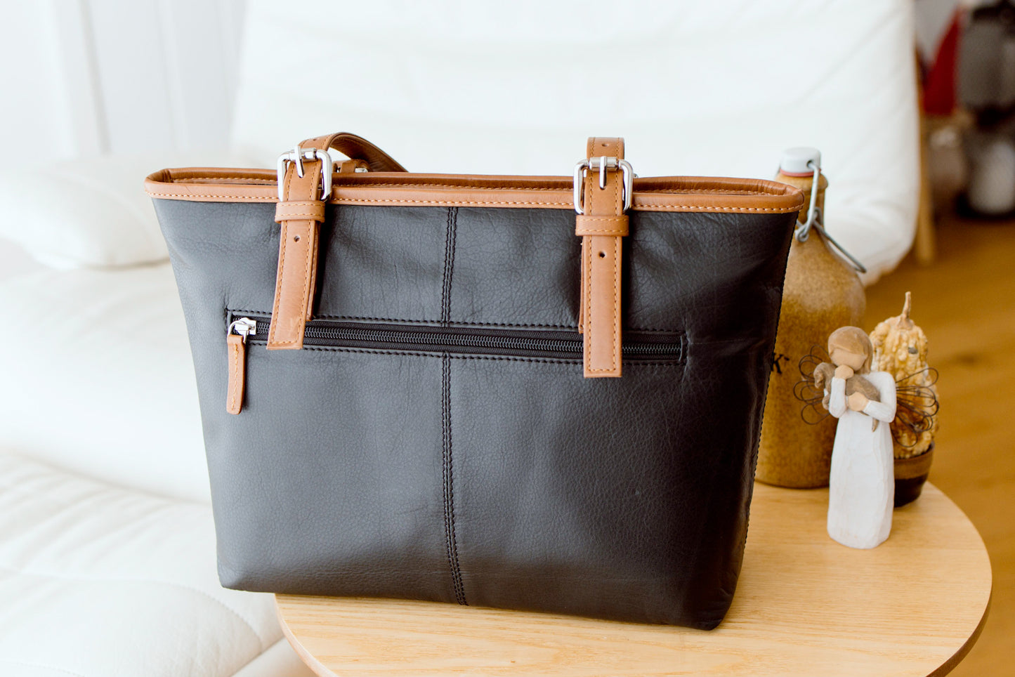 GT-H82: G&T Full-grain Leather Shopper, Shoulder Bag, Handbag with Adjustable Shoulder Strap