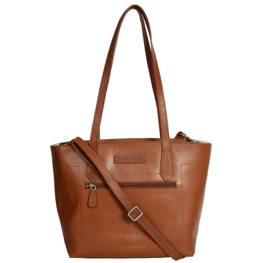 GT-H93: G&T Full-grain Leather Classic Shopper cum Crossbody Bag with Long Adjustable Strap